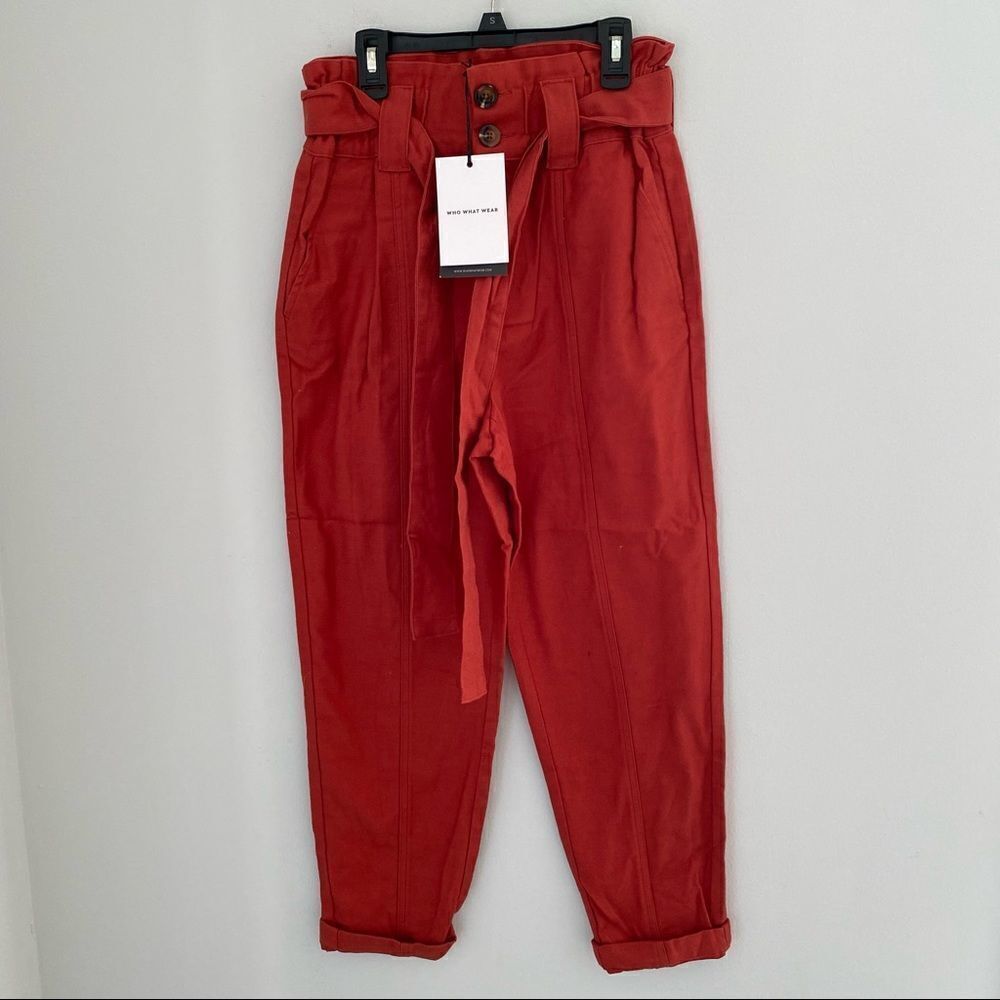 Who What Wear Women’s Paper Bag Waist Folded Hem Carrot Pants